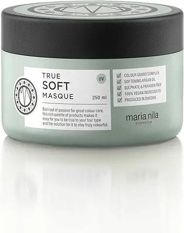 Maria Nila True Soft, Mascarilla Capilar 250 ml, para Cabello Seco, Aceite de Argán que Hidrata y Reduce el Encrespamiento, 100% Vegana y sin Sulfatos ni Parabenos  