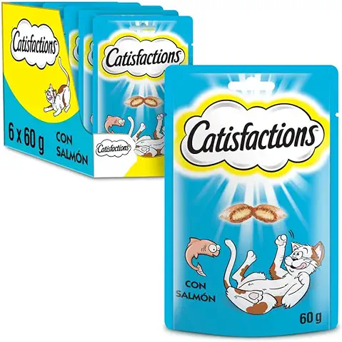 Mars Catisfactions Premios para Gatos, Sabor Salmón (Pack de 6 x 60g)  