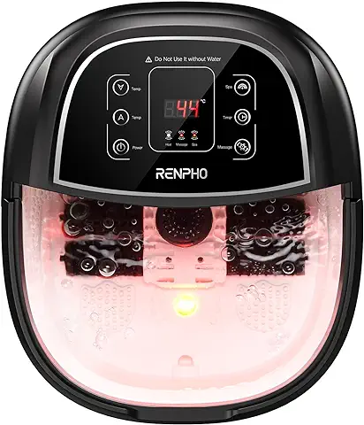 Masajeador de Baño para Pies RENPHO con Calentamiento Rápido, Masaje Automático y Potentes Chorros de Burbujas, Rodillos de Masaje Shiatsu, Pedicura Spa para Pies Cansados, Regalo dia de la Madre  