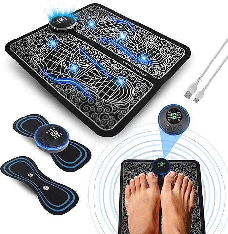 Masajeador de pies Bioeléctrico EMS | REGALO: Mini Masajeador de Cuello y Cervicales | 8 Modos de Uso-19 Niveles de Intensidad | Pulsos de Baja Frecuencia | Foot Massager | Mejor Calidad de vida  