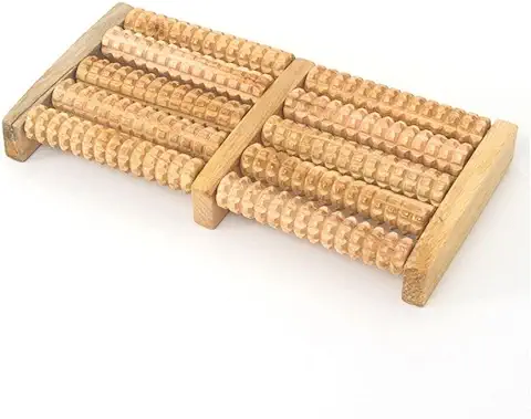Masajeador de Pies de Madera - Masajeador para Alivio de Fascitis Plantar con Doble Rodillo -Reflexologia Podal Masajes en Piernas o Pies  