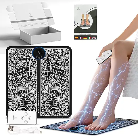 Masajeador de pies Electrico por Electroestimulacion, Relajación de pies y Alivio de Fascitis Plantar, Incluye Mando a Distancia e Instrucciones en Castellano, 8 Modos y 19 Niveles  