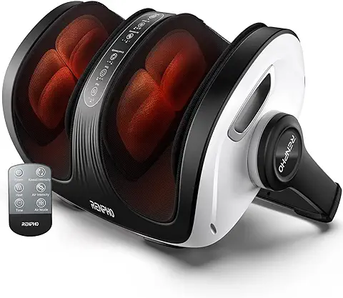 Masajeador de pies RENPHO,Masajeador shiatsu con asa para piernas y pies con función de calor y control remoto,Masaje de amasamiento profundo y de pantorrillas con rodillo