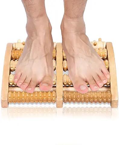 Masajeador Dual de pies Rodillo de Masaje Madera para Reflexología del Pie,Fascitis Plantar,alivia el Dolor,relaja,reduce el Estré  