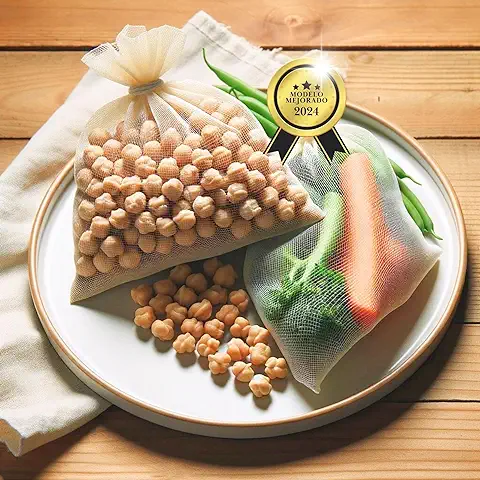 MASAT® | 2 Mallas de Cocción de 2Kg - Bolsa de Cocina 35x20cm Nylon - Lavables y Reutilizables - Bolsa de Cocina para Olla a Presión, Horno etc - Cocinar Legumbres, Verduras, Cocido  