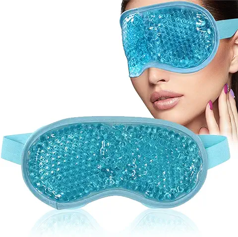 Mascara de Gel Relajante para los Ojos, Antifaz Refrescante de gel para los Ojos, Antifaz de Gel Para los Ojos, Combate Hinchazón, Dolor de Cabeza, Bolsas, Ojeras, y Ayuda a Dormir, Color azul  