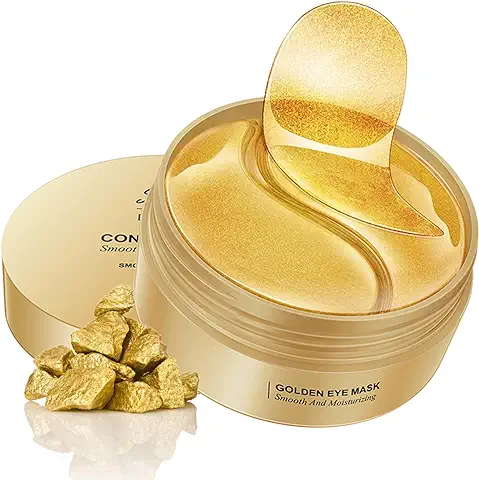 Mascara Para Los Ojos, 60 PCS Parches para Debajo de los ojos para las Arrugas, Ojeras, Bolsas de los Ojos y la Hinchazón, Hidratante, Anti Edad Mascarilla Ojeras (Gold)  