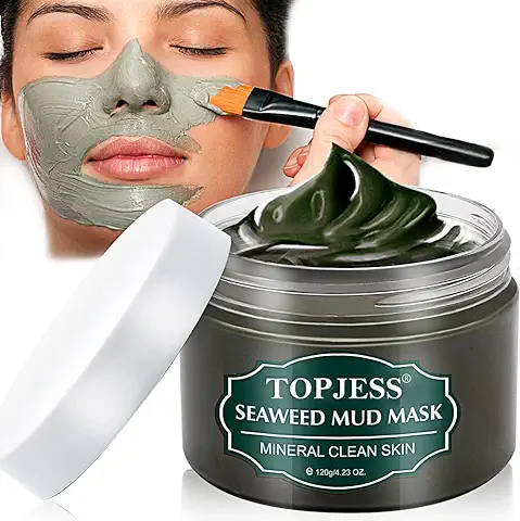 Mascarilla de Algas Marinas, Mascarilla de Espinilla, Mascarillas Hidratantes, Mascarilla Purificante y Exfoliante, Reduce Poros,Piel Muerta, Arcillas Faciales para Anti Poros Acné Puntos Negros  