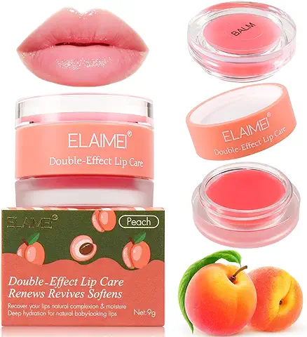 Mascarilla de Labios, Crema Hidratante para Labios, Mascarilla para Labios de Doble Efecto Durante la Noche, Cuidado Labial Superhidratante, Desvanece Líneas de Labios (Durazno, 9g)  