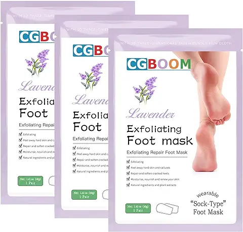 Mascarilla Exfoliante Pies, 3 Pares,calcetines Exfoliantes de Pies, Peeling Pies, foot peel Mask, Probada Dermatológicamente, Eficaz para Callos pies Eliminar (Lavanda)  
