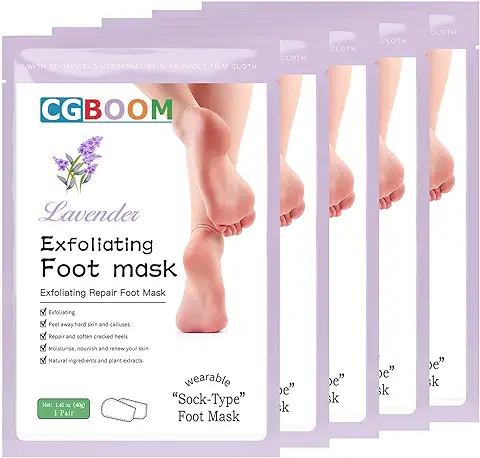 Mascarilla Exfoliante Pies, 5 Pares,calcetines Exfoliantes de Pies, Peeling Pies, foot peel Mask, Probada Dermatológicamente, Eficaz para Callos pies Eliminar (Lavanda)  