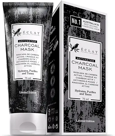 Mascarilla Facial de Carbón Vegetal para Hombres & Mujeres - Máscara Exfoliante para Eliminar Espinillas en Nariz/Mejillas/Mentón - Certificada GMP/Recomendada por Dermatólogos  
