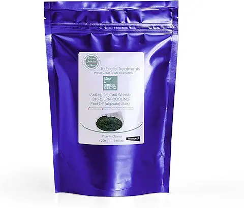Mascarilla Facial Peel-Off Antiedad y Antienvejecimiento con Espirulina y Alginatos. Efecto Lifting y Antiarrugas. Refrescante, Hidratante y Reafirmante para el Cuidado Facial - 200 g  