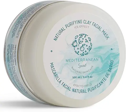 Mascarilla Facial Purificante Detox Anti Acne, Puntos Negros y Espinillas Arcillas Barro Efecto Hielo Ingredientes Mediterraneos Organicos Naturales, 100 ml por Mediterranean Spirit  