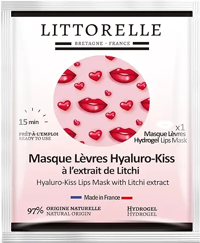 Mascarilla Labial Hidratante, Voluminizadora y Anti-Envejecimiento con Lichi - Parche de Contorno de Labios de Hidrogel - 97% de Origen Natural - Hecha en Francia – Labios Suaves, Lisos y Flexibles  