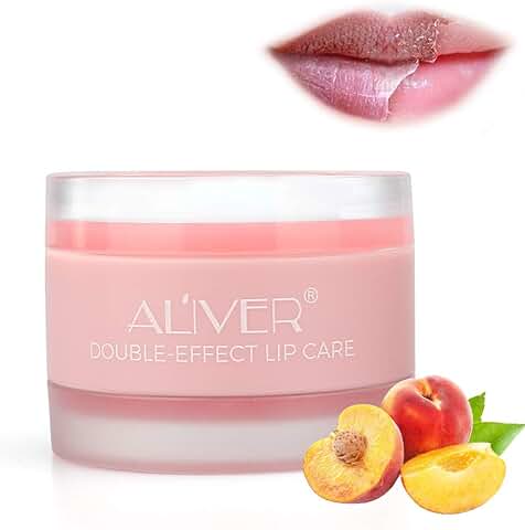 Mascarilla Labial, Mascarilla Labial para Dormir con Doble Efecto, Mascarilla Hidratante de Fresa Durante la Noche, Bálsamo Labial para Dormir, Exfoliante de Labios, Repara Secos (Sabor Melocotón)  