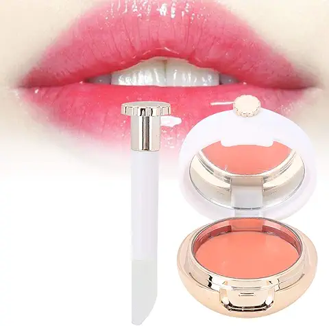 Mascarilla para Dormir de Labios, Mascarilla Labial Hidratante Otoño Invierno Bálsamo para el Cuidado de los Labios con Cepillo para Aclarar las Líneas de los Labios Reparación Antienvejecimiento  