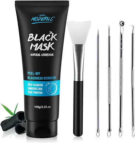 Mascarilla Peel Off Mascarilla Negra Mascarilla Para Eliminar Espinillas Con Carbón Mascarilla Facial, Purificador Con Removedor De Espinillas Kit De Herramientas Extractor Y Cepillo Para Mascarilla  