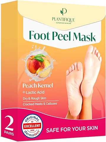 Mascarilla Pies Exfoliante Melocotón 2 Pares Peeling Pies - Calcetines Exfoliantes de Pies como Crema pies Secos y Agrietados - Exfoliante Pies Callos Pies Eliminar - Pedicura Profesional para Pies  