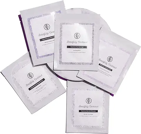 Mascarillas Faciales de Tejido Orgánico Hidratante Purificante Antiedad con Arcilla, Retinol, Vitaminas C, A, E, ácido Hialurónico (melograno)  