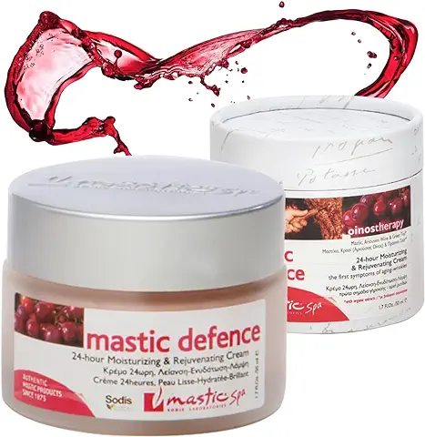 MASTIC DEFENCE- Crema Facial Efecto Botox y Mastiha 50ml Crema Hidratante Facial Mujer con Acido Hialuronico, Vitamina E y Vino Tinto + Aloe Vera - Orgánico y Biológico Crema Antiarrugas Mujer  