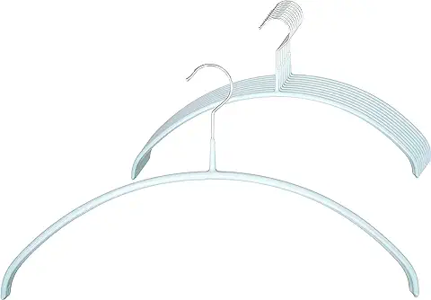 MAWA Perchas Antideslizantes Que Ahorran Espacio, Modelo Economic/P, Perchas Metálicas, Duraderas, 36cm x 20,3cm Alto x 1 cm Grueso, Caja de 10 Unidades, Blanco  