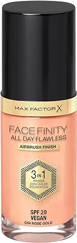 Max Factor Facefinity 3 en 1 All Day Flawless Air Bursh& Vegan, Base de Maquillaje, Tono C64  