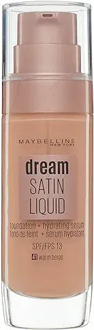 MAYBELLINE Base De Maquillaje Hidratante Con Ácido Hialurónico Y Colágeno Pieles De Tono Claro, Tono 41 Warm Beige, 30 ml (Paquete de 1)  