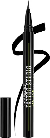 Maybelline New York Tattoo Liner Ink Pen, Eyeliner en Formato Rotulador, Waterproof, Hasta 24h, Negro  