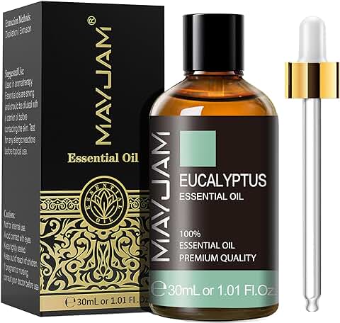 MAYJAM Aceite Esencial de Eucalipto 30ml, Aceite de Eucalipto para Difusor, Humidificador, Bricolaje, Hogar, Accesorios  