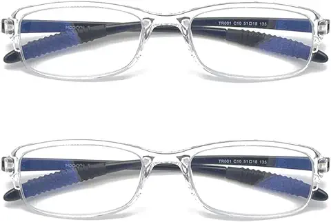 Mcoorn Gafas de Lectura Ligeras Flexibles (Pack 2), Rectangulares con Filtro Anti Luz Azul  