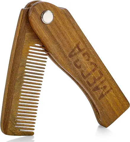 MEDca - Peine Plegable de Madera – 100 % Madera de haya Maciza - Peine de Púas Finas para Hombre Tamaño Bolsillo para Barba, Bigote, Cabello, para todo tipo de Pelos - Viajes, Estilo y Desenredador.  