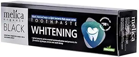 MELICA ORGANIC - Pasta de Dientes de Carbón Activo, Pasta de Dientes Blanqueadora Negra de Carbono, Pasta de Dientes Blanqueadora Blanqueadora - 100 ml  