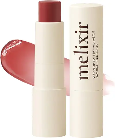 Melixir Mantequilla Labial Vegana n.° 02 Nude Crumble (teñida) (+11 Colores Más) 0.13 oz, sin Abejas, sin Vaselina, Barra Labial Vegana de Nutrición Profunda a base de Plantas  