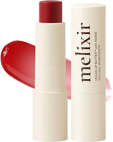 Melixir Mantequilla Labial Vegana n.° 03 Red Velvet (teñida) (+11 Colores Más) 0.13 oz, sin Abejas, sin Vaselina, Barra Labial Vegana de Nutrición Profunda a base de Plantas  
