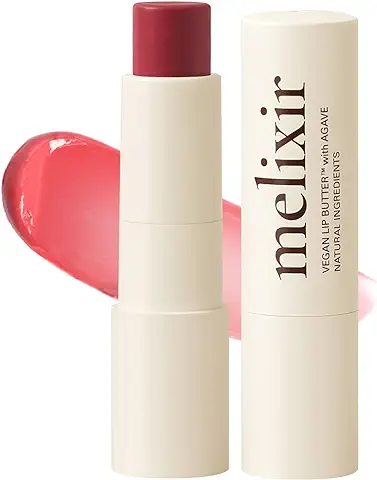 Melixir Mantequilla Labial Vegana n.° 05 Dewy Rose (teñida) (+11 Colores Más) 0.13 oz, sin Abejas, sin Vaselina, Barra Labial Vegana de Nutrición Profunda a base de Plantas  