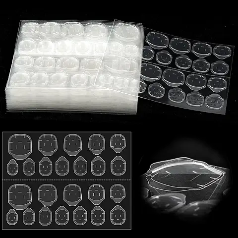 MELLIEX 480 Cápsulas Pegatinas de Pegamento de Uñas Falsas, Adhesivo de Pegamento de Doble Cara para Uñas, Cinta de Gel para Uñas Postizas Transparente  