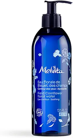 Melvita - Agua Floral de Aciano Bio - Tratamiento Contorno de ojos Descongestionante - Antiojeras y Bolsas - Sin Perfume - 99% Natural - Certificada Bio y Vegana - Elaborada en Francia - Frasco 400 ml  