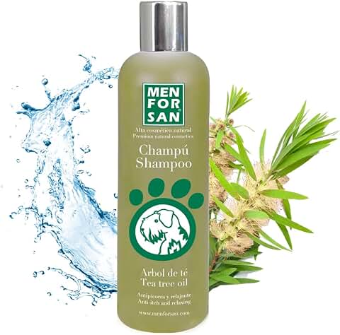 Menforsan Champú Perros con árbol de te, Champú anti Picores, Calma la piel  