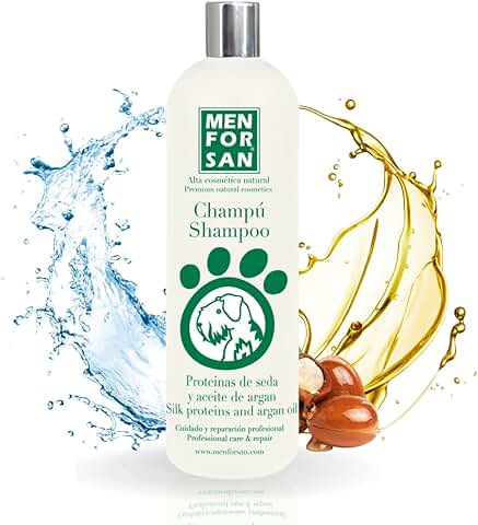 MENFORSAN Champu para Perros con Aceite de Argan y Proteinas 1L, Revitaliza el Pelaje de la Mascota  