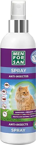Menforsan Spray Anti-Insectos Con Margosa, Geraniol y Lavandino Gatos - 250 ml  