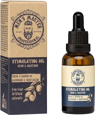 Men's Master Aceite Estimulante para Barba y Bigote | Aceite para Estimular el Crecimiento de la Barba | Hidratante y Nutritivo | Cuidado de la Barba Vitamina E | Sin Colorantes Artificiales | 30 ML  