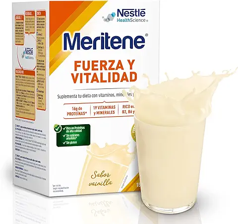 Meritene Fuerza y Vitalidad - Suplemento Alimenticio Formato Polvo – Batido de Proteínas Vitaminas y Minerales – Vainilla – Suplemento Nutricional y Refuerzo del Sistema Inmunitario  