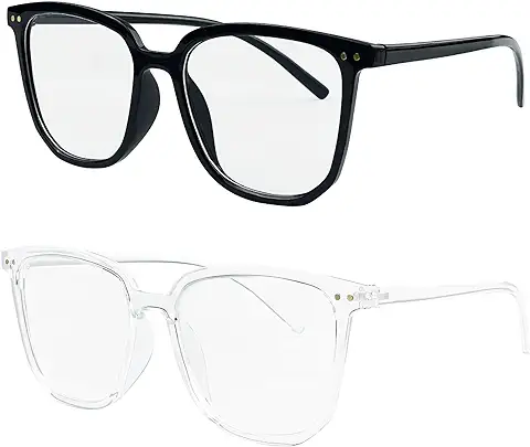 Mesybveo 2 Pack Gafas de Lectura, Gafas Anti Luz Azul, Gafas para Ordenador, Antifatiga y Anti-Azules de Gaming, Gafas Bloqueo Luz Azul sin Graduar, Buena Vision Ligeras, para Hombre y Mujer  