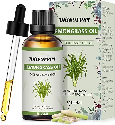 MIGCAPUT Aceite Esencial de Limoncillo 100ML, 100% Puro Natural Aceites Esenciales de Aromaterapia, Aceite de Limoncillo de Grado Terapéutico para Humidificador Difusor, SPA, Masaje  