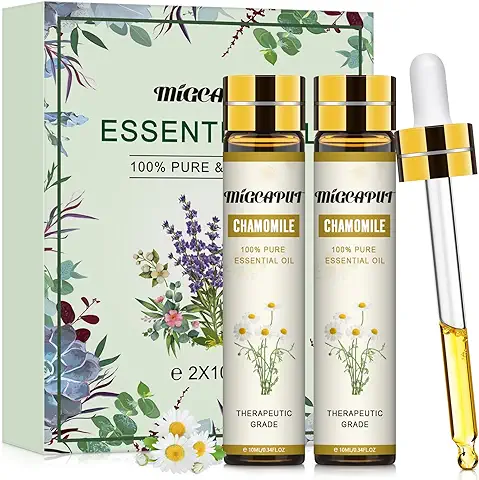 MIGCAPUT Aceite Esencial de Manzanilla 2 x 10ML, 100% Puro Natural Aceites Esenciales de Aromaterapia de Grado Terapéutico, Set de Aceites Esenciales para Humidificador Difusor, SPA, Masaje