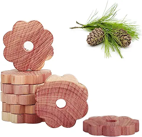 Mikiuly Anillos de Madera de Cedro, Madera de Cedro, Cedro Antipolillas Natural, Antipolillas de Madera de Cedro, para Armarios, Perchas, Cajones, Ropa, Almacenamiento, 8 Piezas  