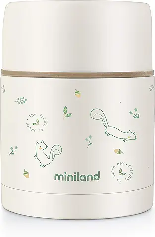 Miniland Nature Food Thermos Chip - Termo Papillero De Acero Inoxidable Para Bebé Eco Chip - Termo Para Alimentos Sólidos De 600 ml, Termo Papillero Colección Ecofriendly  