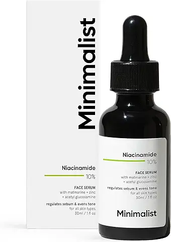 Minimalist Sérum Facial con 10% Niacinamida para Cicatrices de Acné, Imperfecciones y Equilibrio de Aceite con Zinc, Transparente, 30 ml (1 Unidad)  
