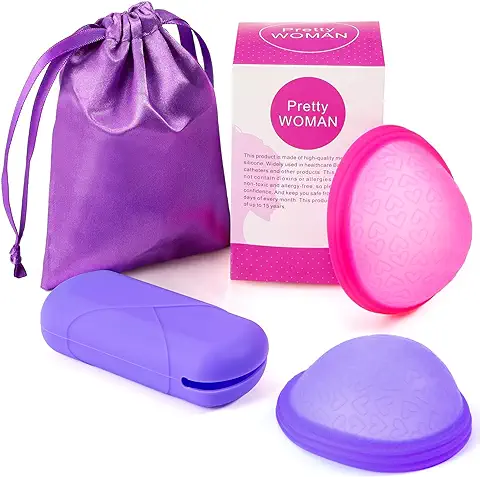 Mkitnvy 2pcs Copa Menstrual, Disco Menstrual Suave Reutilizable 100% Silicona Médica con Bolsa de Almacenamiento, Reutilizable Y Lavable Alternativa A Soft Tampons  